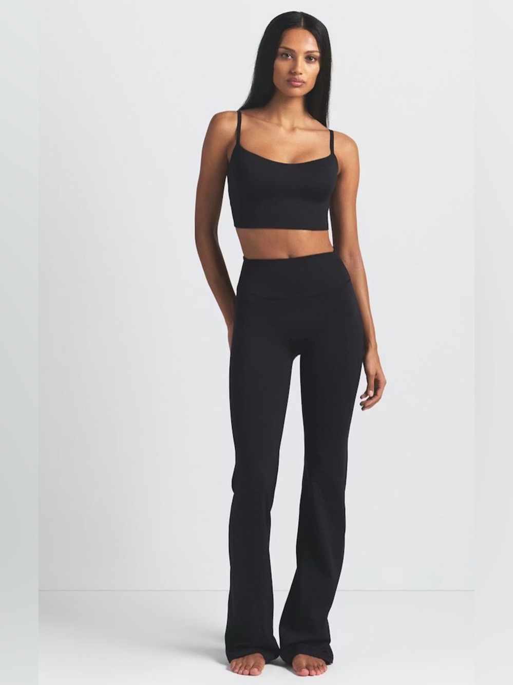 High-Waist Wide Leg Leggings in Black